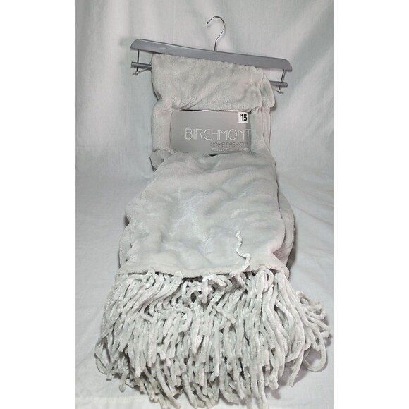Birchmont Other - Birchmont Velvet Throw W/Fringe Gray 50x60 Blanket College Lounge Travel Dorm